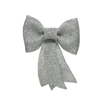 Decoris Strik zilver glitters 14 cm
