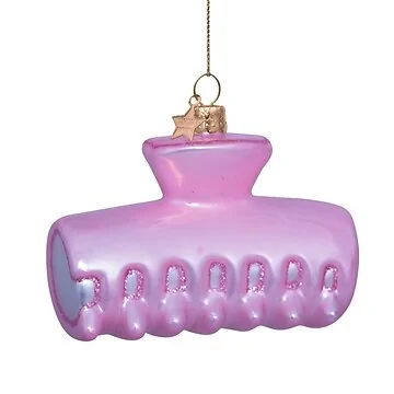 Vondels Kersthanger haarclip roze 6.5 cm