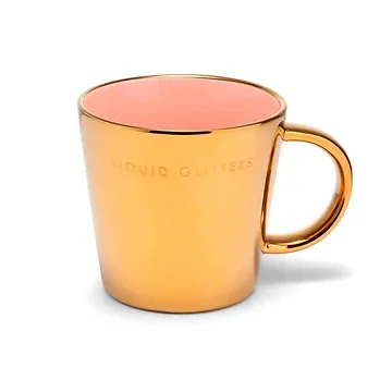 Vondels Ceramic tea cup liquid glitters gold pink 350 ml