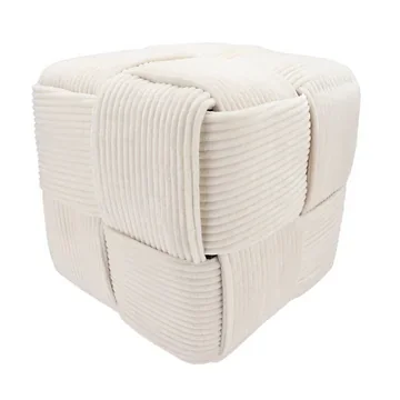 Daan Kromhout Design Poef Stripe Wit 45 x 45 cm