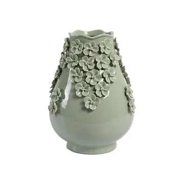 Vaas flowers sage green 23 x 28 cm