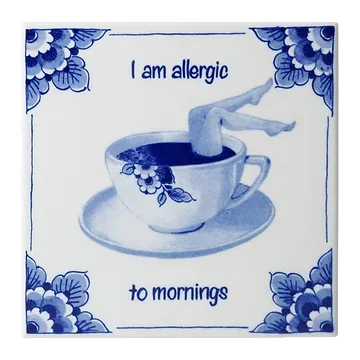 Heinen Delfts Blauw Tegel Mornings Engelse Spreuken