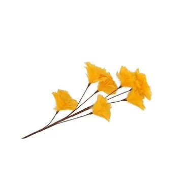 Silk Feather Flower Yellow op Steel 95 cm