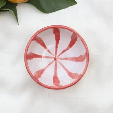 Lenta Living Tapas Schaaltje Streep Coral 10 x 4 cm