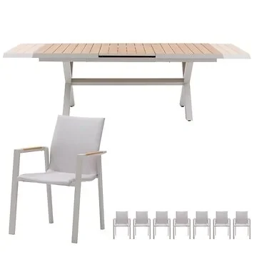 Royal Seasons Uitschuifbare Diningset 8-zits Solare Zand