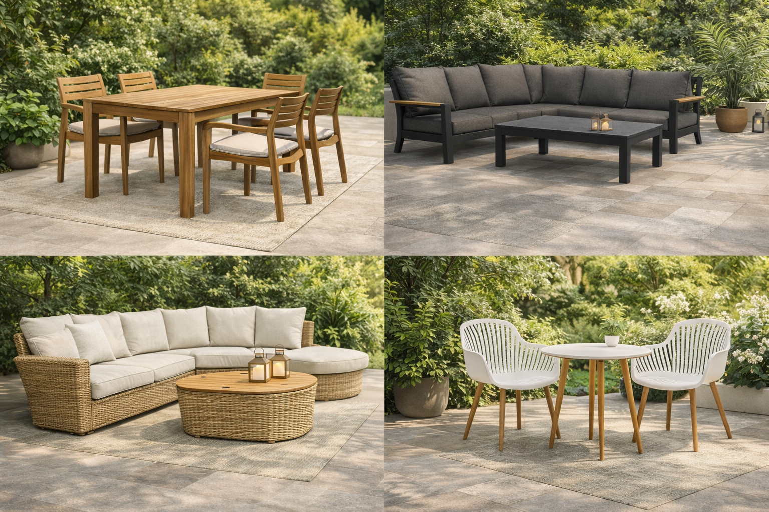 Sfeervolle tuinsets in verschillende materialen