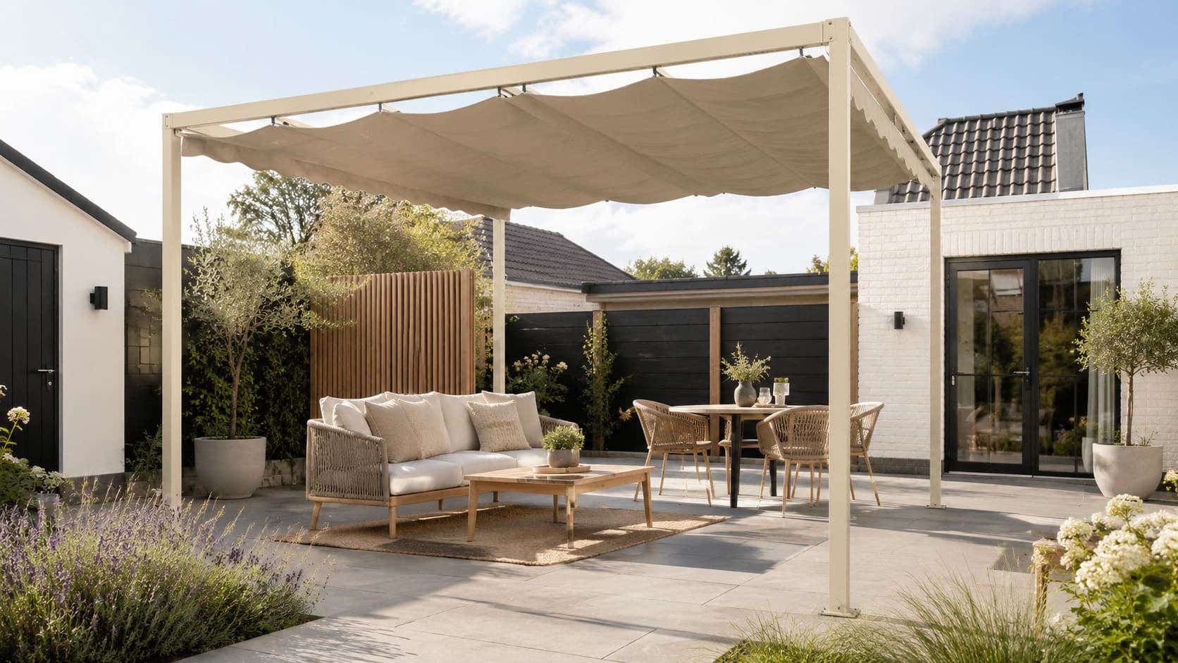 pergola in tuin over tuinset