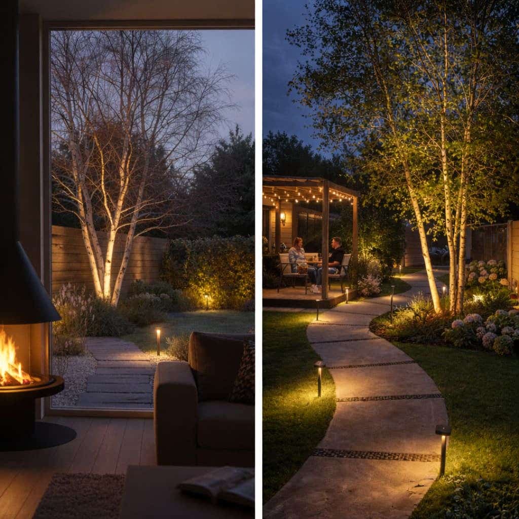 Tuinverlichting in de zomer versus in de winter