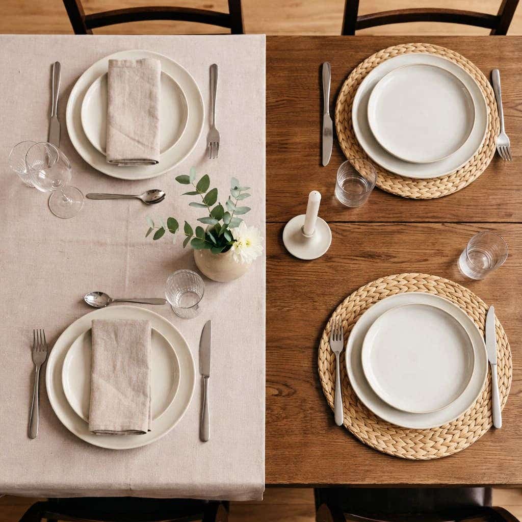 Gedekte tafel met twee verschillende settings