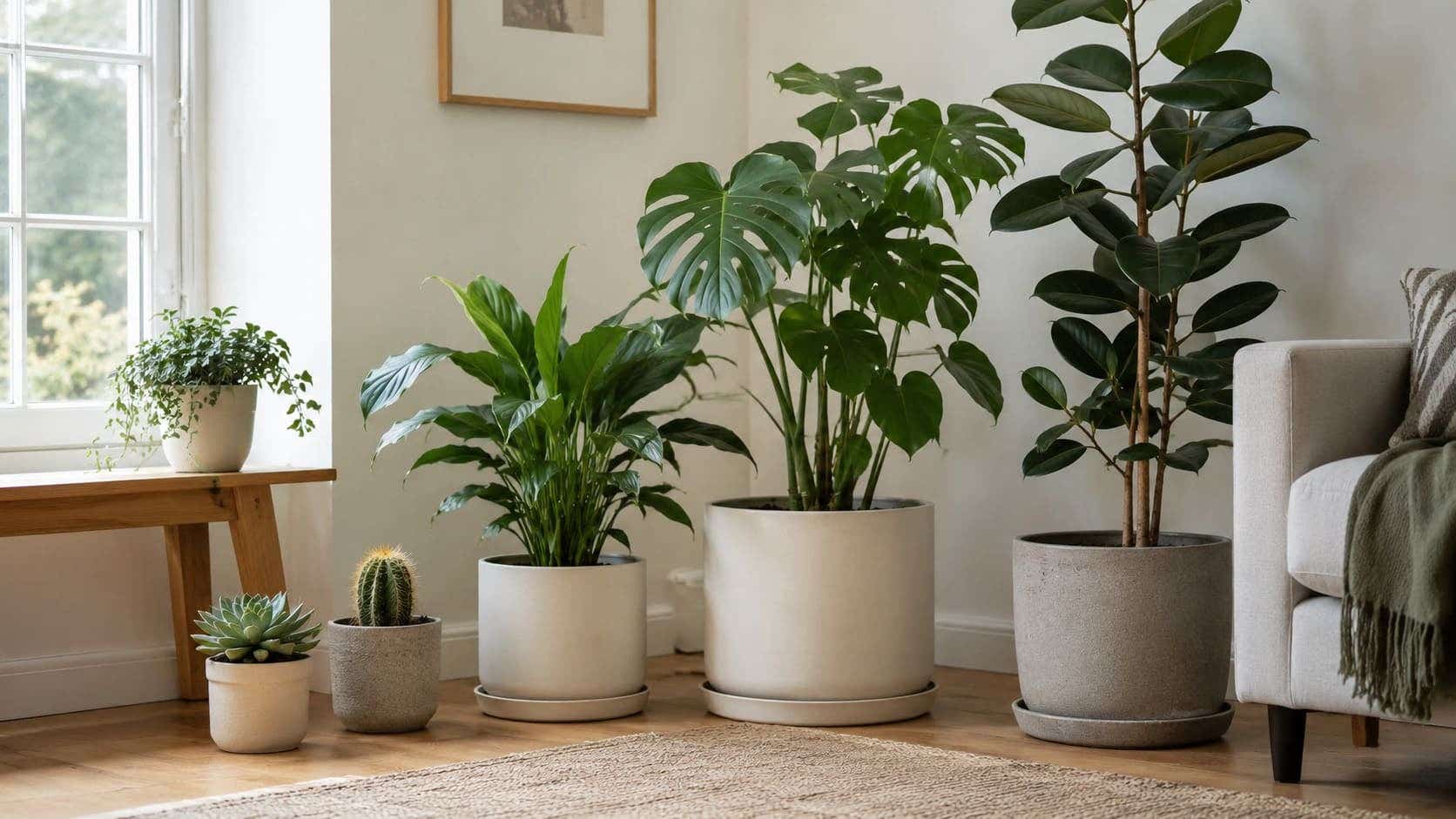 kamerplanten in bloempotten met de juiste potmaat