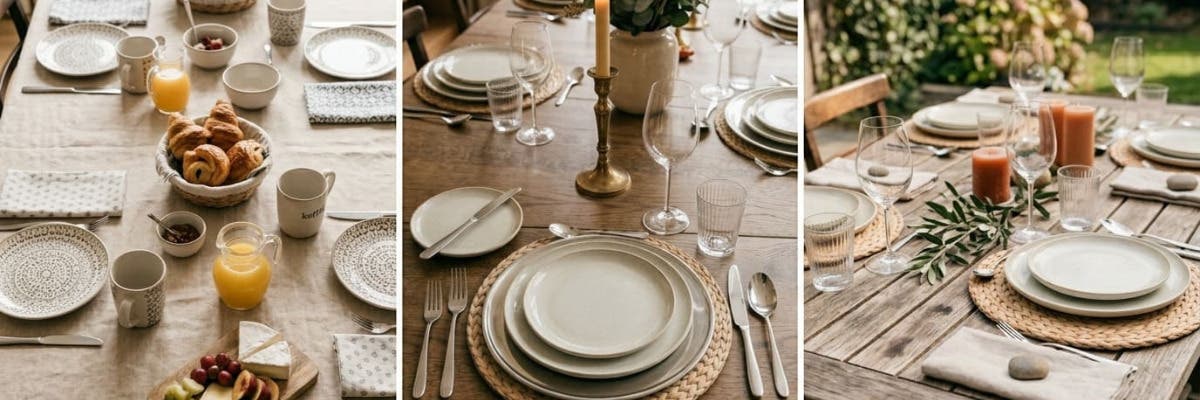 3 verschillende gedekte tafels voor verschillende momenten