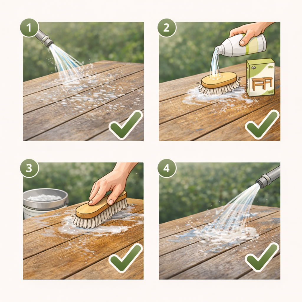 Stappenplan voor het schoonmaken van houten tuinmeubelen